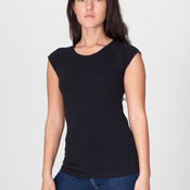 6377 Sheer Jersey Cap Sleeve Raglan T-Shirt