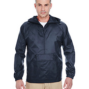 Adult Quarter-Zip Hooded Pullover Pack-Away Jacket