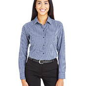 CrownLux Performance® Ladies' Tonal Mini Check Woven Shirt