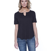 Ladies' CVC Slit V-Neck T-Shirt