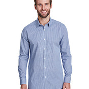 Men's Microcheck Gingham Long-Sleeve Cotton Shirt