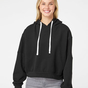 Women's Sueded Fleece Crop Hooded Sweatshirt