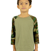 Youth Three-Quarter Sleeve Camo Raglan T-Shirt