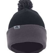 Knit Fold-Over Pom-Pom Beanie