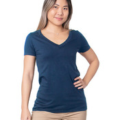 Ladies' USA Made Fine Jersey V-Neck T-Shirt